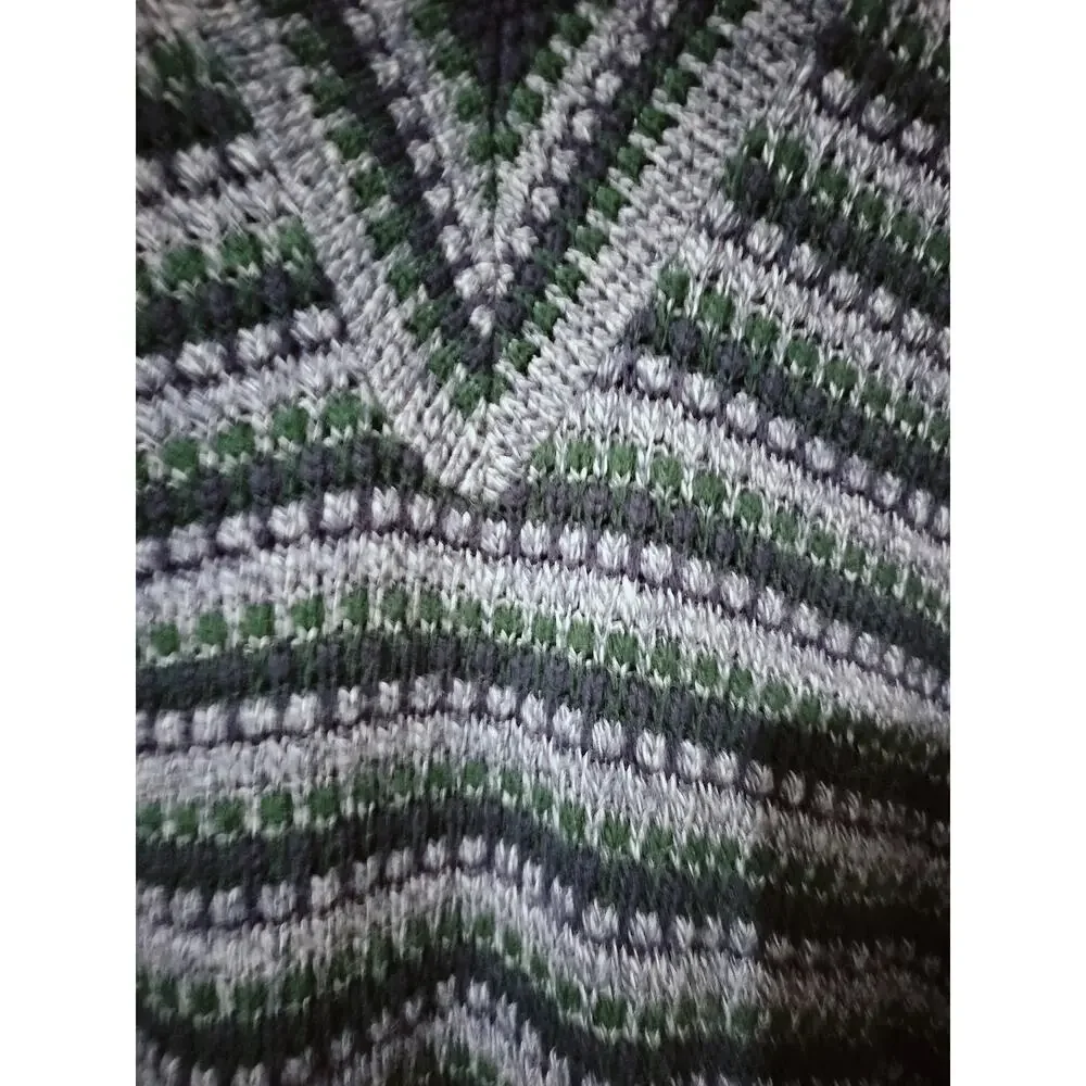 M1241)Vtg 80s The Men's Store at Sears XXL Preppy Hippy Blue Geo Knit Sweater
